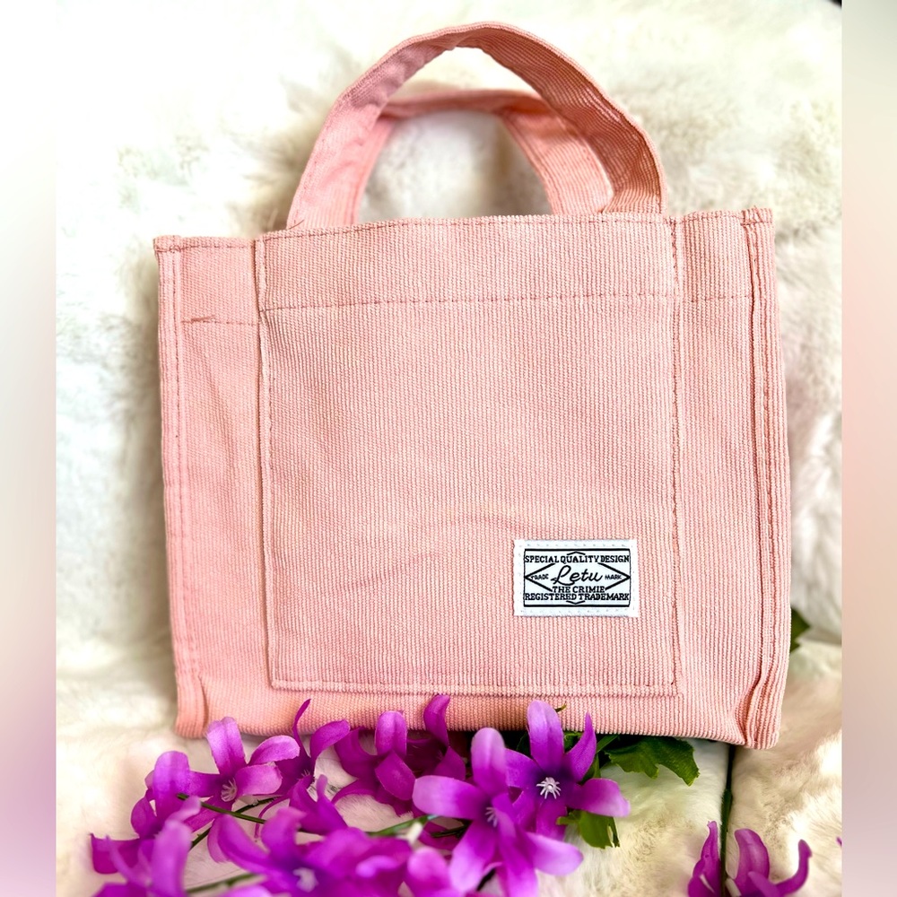 Corduroy blush pink handbag